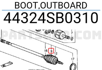 Honda 44324SB0310 BOOT,OUTBOARD