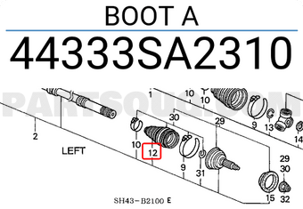 Honda 44333SA2310 BOOT A