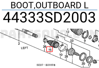 Honda 44333SD2003 BOOT,OUTBOARD L