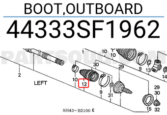 Honda 44333SF1962 BOOT,OUTBOARD