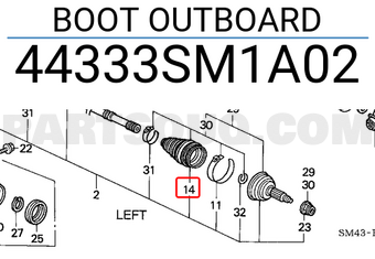 Honda 44333SM1A02 BOOT OUTBOARD
