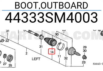 Honda 44333SM4003 BOOT,OUTBOARD