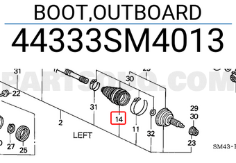 Honda 44333SM4013 BOOT,OUTBOARD