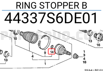 Honda 44337S6DE01 RING STOPPER B