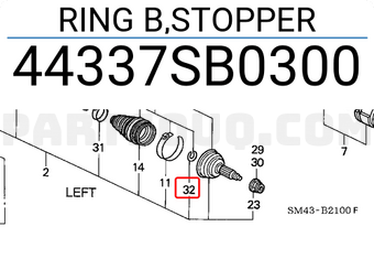 Honda 44337SB0300 RING B,STOPPER