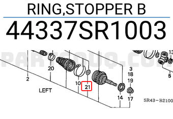Honda 44337SR1003 RING,STOPPER B