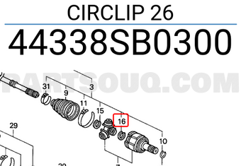Honda 44338SB0300 CIRCLIP 26