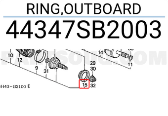 Honda 44347SB2003 RING,OUTBOARD
