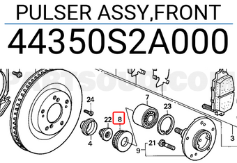 Honda 44350S2A000 PULSER ASSY,FRONT