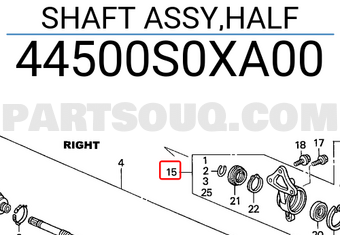 Honda 44500S0XA00 SHAFT ASSY,HALF