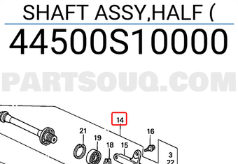 Honda 44500S10000 SHAFT ASSY,HALF
