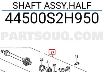 Honda 44500S2H950 SHAFT ASSY,HALF