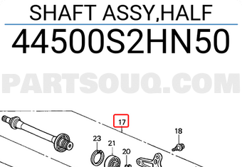 Honda 44500S2HN50 SHAFT ASSY,HALF