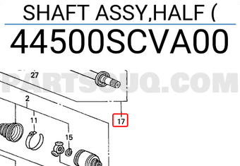 Honda 44500SCVA00 SHAFT ASSY,HALF