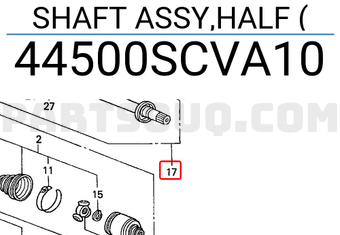 Honda 44500SCVA10 SHAFT ASSY,HALF