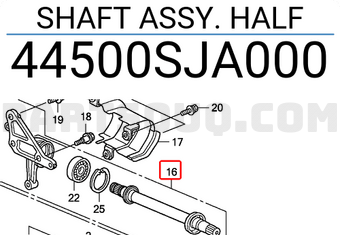 Honda 44500SJA000 SHAFT ASSY. HALF