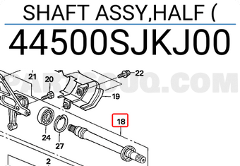 Honda 44500SJKJ00 SHAFT ASSY,HALF