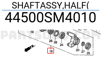 Honda 44500SM4010 SHAFTASSY,HALF