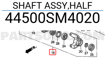 Honda 44500SM4020 SHAFT ASSY,HALF