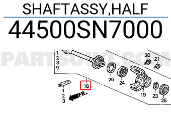 Honda 44500SN7000 SHAFTASSY,HALF