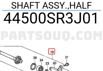 Honda 44500SR3J01 SHAFT ASSY.,HALF