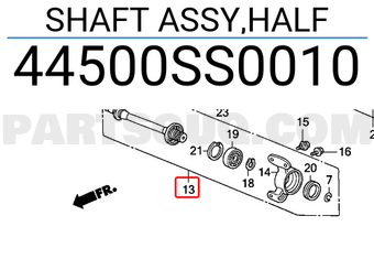 Honda 44500SS0010 SHAFT ASSY,HALF