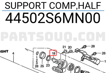 Honda 44502S6MN00 SUPPORT COMP,HALF