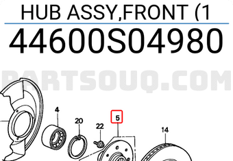 Honda 44600S04980 HUB ASSY,FRONT (1