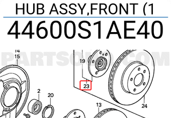 Honda 44600S1AE40 HUB ASSY,FRONT (1