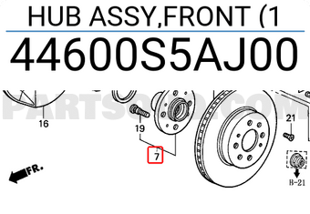 Honda 44600S5AJ00 HUB ASSY,FRONT (1