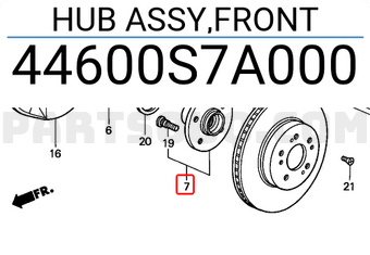 Honda 44600S7A000 HUB ASSY,FRONT