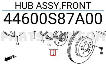 Honda 44600S87A00 HUB ASSY,FRONT