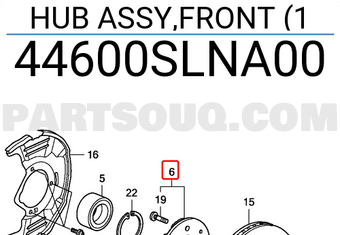 Honda 44600SLNA00 HUB ASSY,FRONT (1