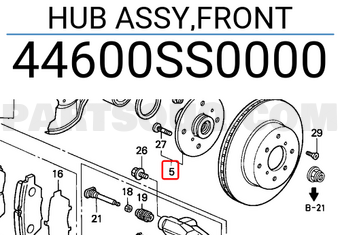 Honda 44600SS0000 HUB ASSY,FRONT