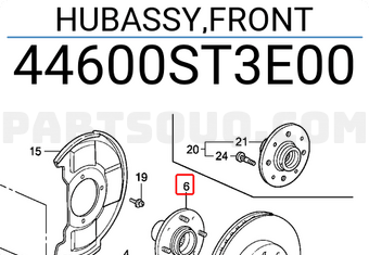 Honda 44600ST3E00 HUBASSY,FRONT