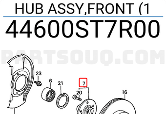 Honda 44600ST7R00 HUB ASSY,FRONT (1