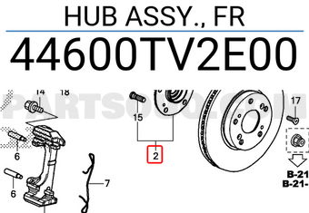 Honda 44600TV2E00 HUB ASSY., FR