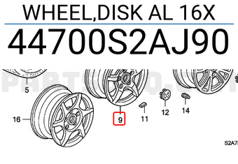 Honda 44700S2AJ90 WHEEL,DISK AL 16X