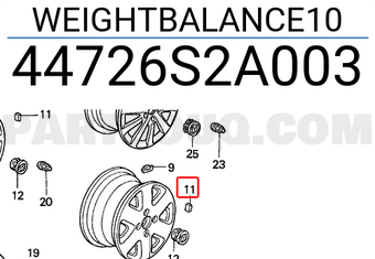 Honda 44726S2A003 WEIGHTBALANCE10