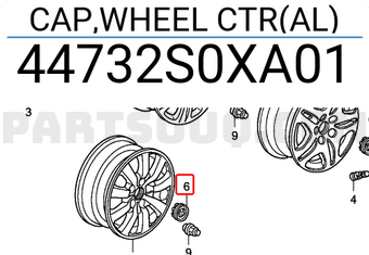 Honda 44732S0XA01 CAP,WHEEL CTR(AL)