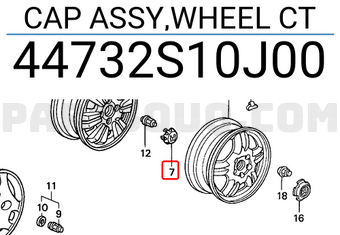 Honda 44732S10J00 CAP ASSY,WHEEL CT