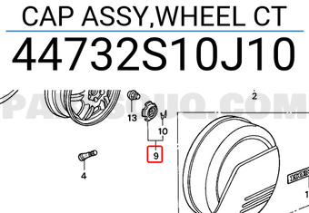 Honda 44732S10J10 CAP ASSY,WHEEL CT