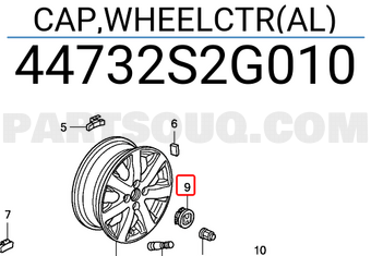 Honda 44732S2G010 CAP,WHEELCTR(AL)