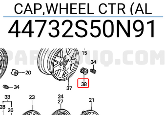 Honda 44732S50N91 CAP,WHEEL CTR (AL