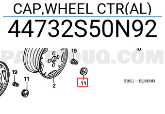 Honda 44732S50N92 CAP,WHEEL CTR(AL)