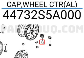 Honda 44732S5A000 CAP,WHEEL CTR(AL)