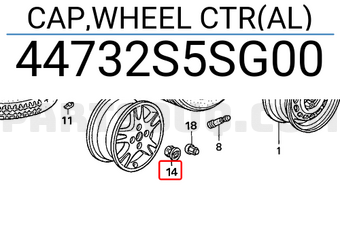 Honda 44732S5SG00 CAP,WHEEL CTR(AL)