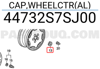 Honda 44732S7SJ00 CAP,WHEELCTR(AL)