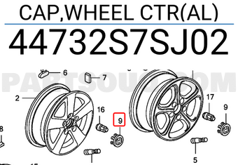 Honda 44732S7SJ02 CAP,WHEEL CTR(AL)