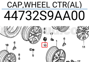 Honda 44732S9AA00 CAP,WHEEL CTR(AL)